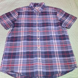 Denim & Supply Ralph Lauren Blue and Red Casual Button Down Shirt